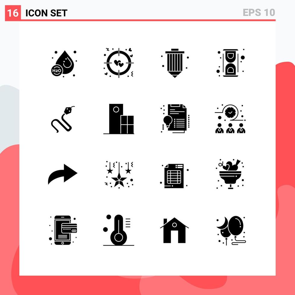ensemble de 16 symboles d'icônes d'interface utilisateur modernes signes pour les éléments de conception vectoriels modifiables chimiques de laboratoire de conception de conversion d'animaux vecteur