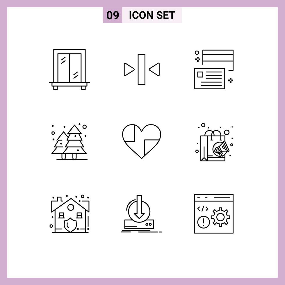 9 icônes créatives signes et symboles modernes d'éléments de conception vectoriels modifiables comme coeur cash park ville vecteur