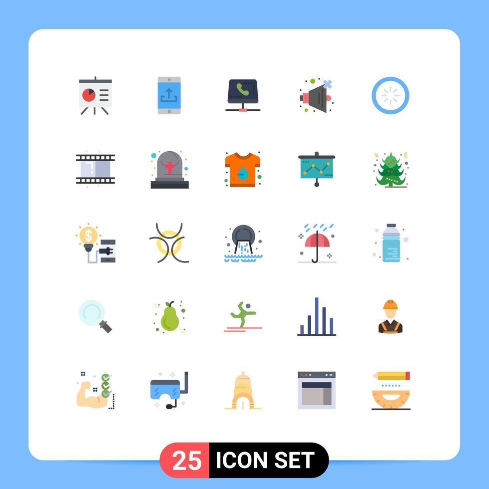 25 concept de couleur plate pour les sites Web mobiles et applications volume de communication appel son informatique éléments de conception vectoriels modifiables vecteur