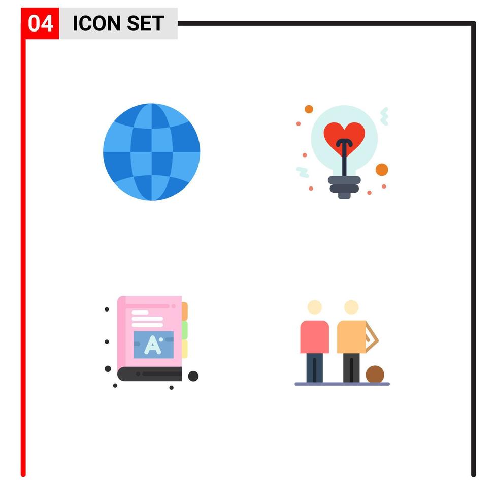 ensemble de 4 symboles d'icônes d'interface utilisateur modernes signes pour les mots de coeur de conception de bébé du monde éléments de conception vectoriels modifiables vecteur