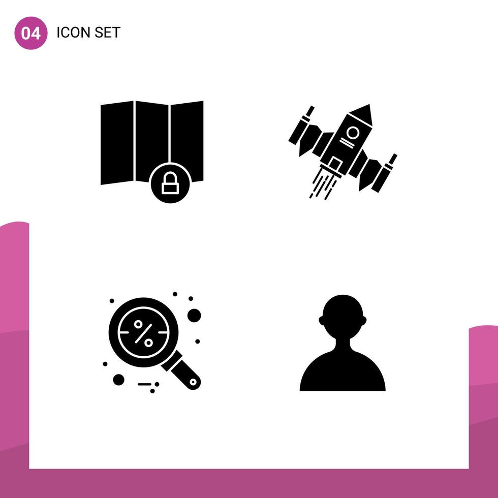 pack d'icônes vectorielles stock de 4 signes et symboles de ligne pour l'emplacement trouver des éléments de conception vectoriels modifiables de recherche d'espace de vaisseau spatial vecteur