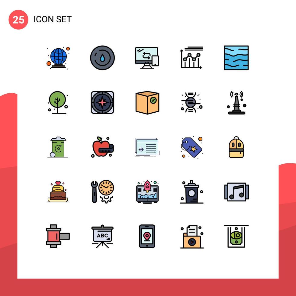 concept de couleur plate de 25 lignes remplies pour les sites Web mobiles et applications calcul de croissance climatique analyse graphique éléments de conception vectoriels modifiables vecteur