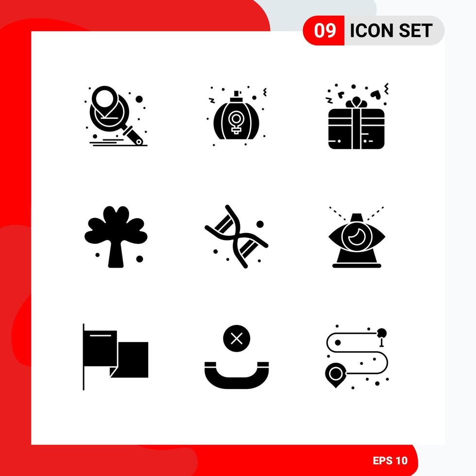 pack de 9 glyphes solides créatifs d'éléments de conception vectoriels modifiables de trèfle d'irlande cadeau bio irlandais vecteur