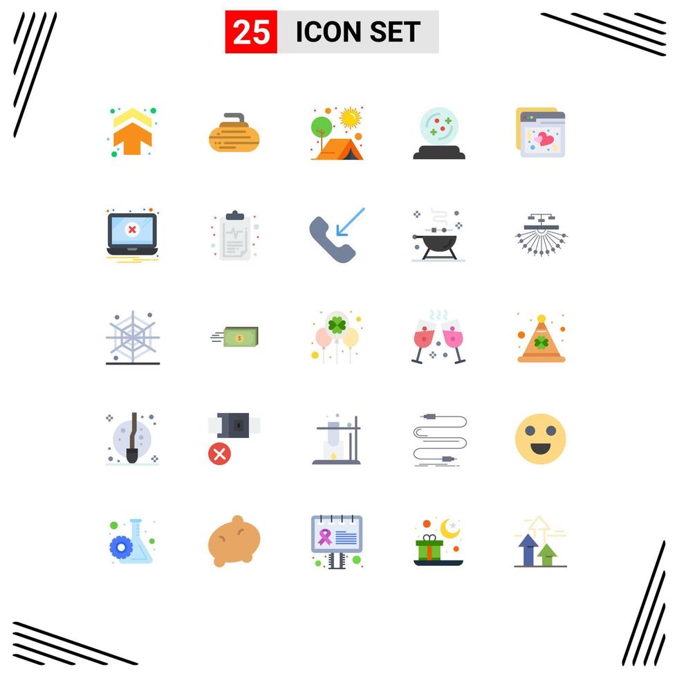 25 icônes créatives signes et symboles modernes d'internet octobre camp mage soleil éléments de conception vectoriels modifiables vecteur
