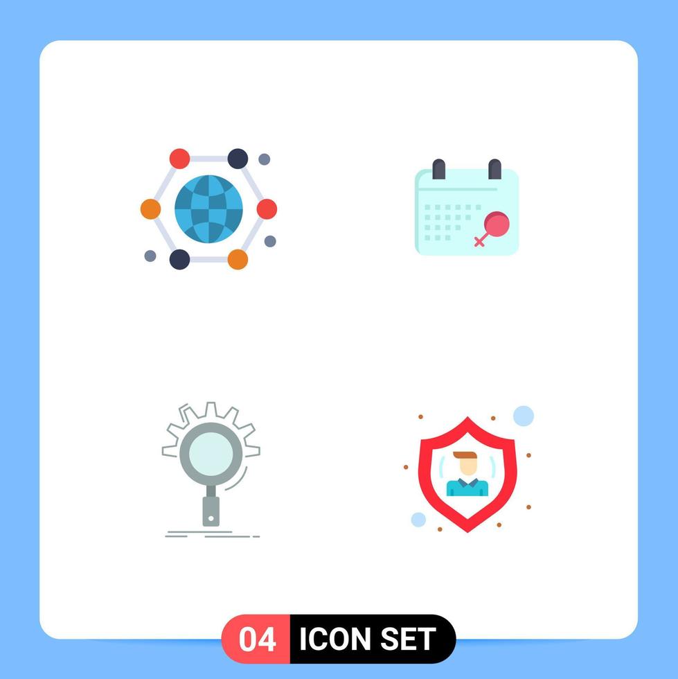 groupe de 4 icônes plates signes et symboles pour la recherche de communication processus de symbole internet éléments de conception vectoriels modifiables vecteur