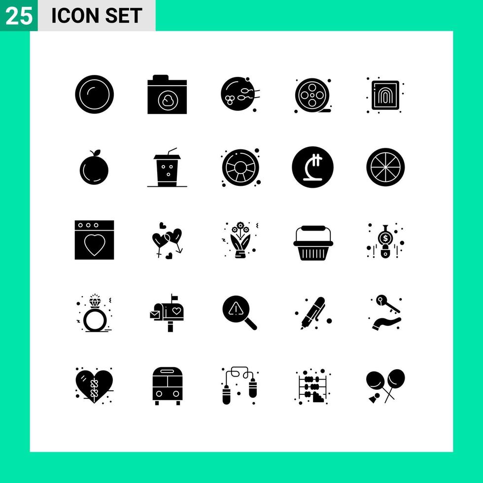 ensemble de 25 symboles d'icônes d'interface utilisateur modernes signes pour le crime d'impression film de bobine fertile éléments de conception vectoriels modifiables vecteur