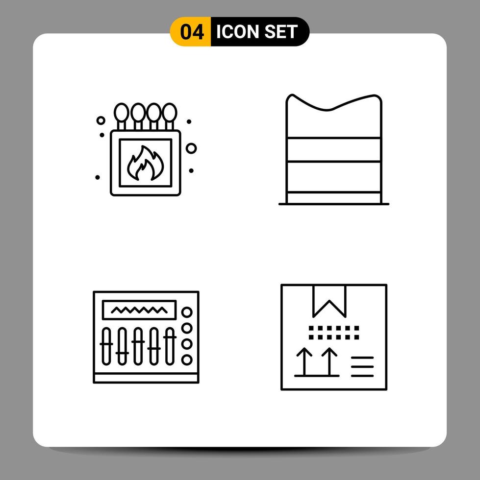 4 symboles de contour du pack d'icônes noires signes pour des conceptions réactives sur fond blanc 4 icônes définies vecteur