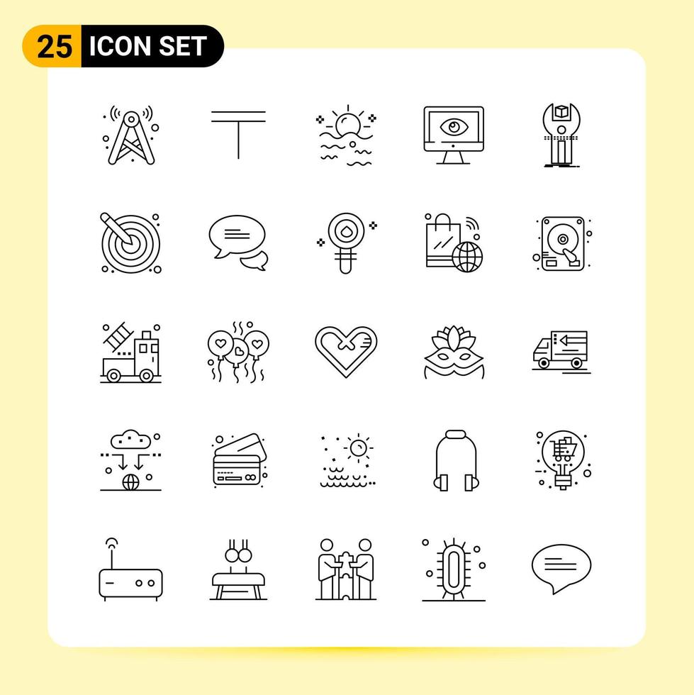 25 icônes créatives pour la conception de sites Web modernes et des applications mobiles réactives 25 signes de symboles de contour sur fond blanc pack de 25 icônes vecteur