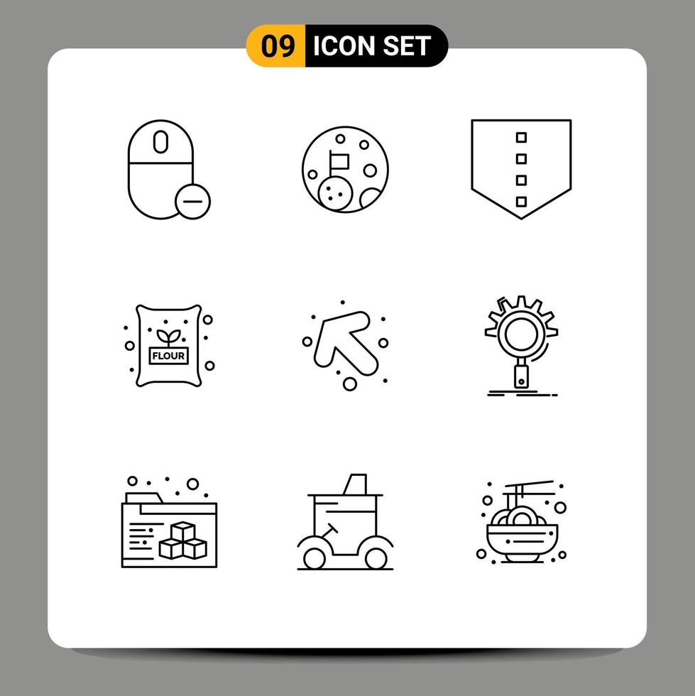 pack d'icônes vectorielles stock de 9 signes et symboles de ligne pour les éléments de conception vectoriels modifiables de farine de blé planète flèche gauche vecteur