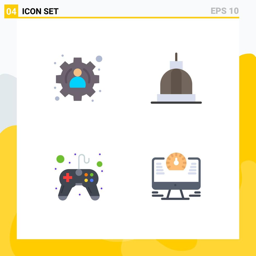 symboles d'icônes universelles groupe de 4 icônes plates modernes d'architecture de contrôleur de gestion capitole jeu vidéo éléments de conception vectoriels modifiables vecteur