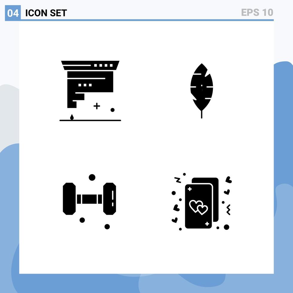 interface utilisateur pack de 4 glyphes solides de base d'éléments de conception vectoriels modifiables de poids d'encre de développement de gymnase de cartouche vecteur