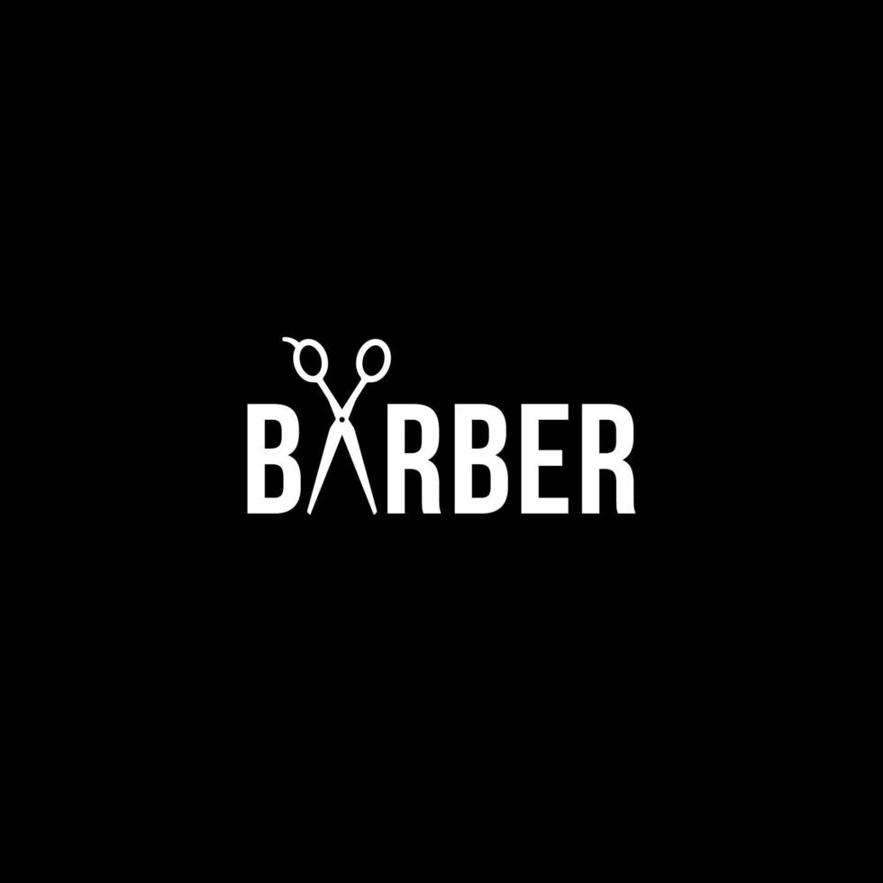 conception de logo ou de mot-symbole de barbier vecteur