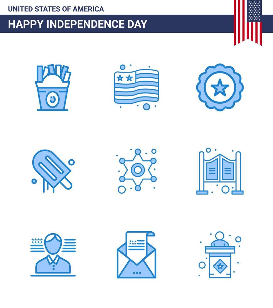 joyeux jour de l'indépendance pack de 9 signes et symboles de blues pour les hommes étoiles boire usa crème modifiable usa day vector design elements