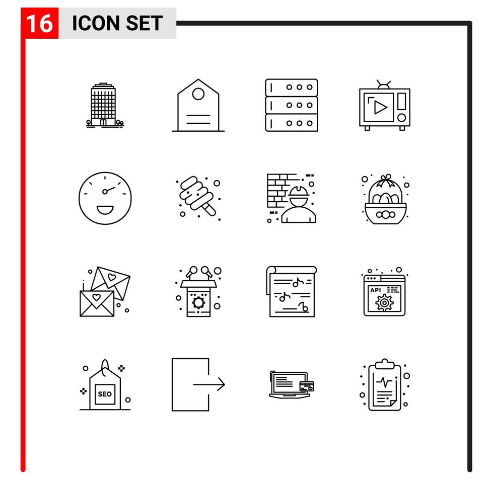 16 contours vectoriels thématiques et symboles modifiables de la base de données de jauge de vitesse vintage tv tv éléments de conception vectoriels modifiables vecteur
