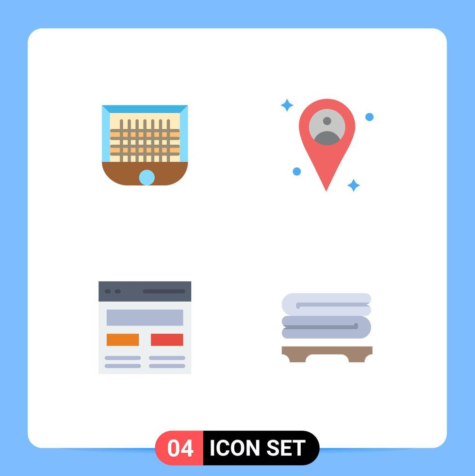 pack de 4 signes et symboles d'icônes plates modernes pour les supports d'impression Web tels que l'en-tête de balle interface de carte nette éléments de conception vectoriels modifiables vecteur