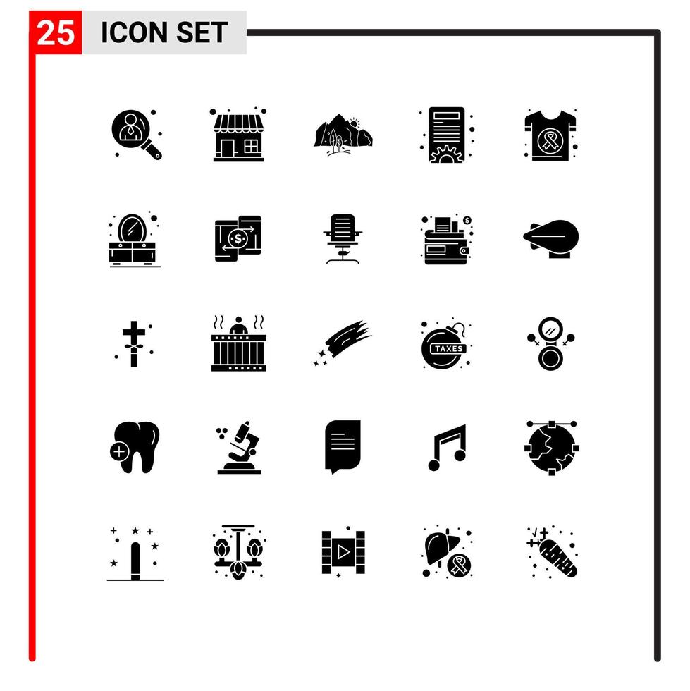 pack d'icônes vectorielles stock de 25 signes et symboles de ligne pour les paramètres de cancer options de colline arbre éléments de conception vectoriels modifiables vecteur