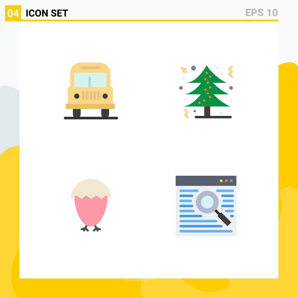 ensemble de 4 symboles d'icônes d'interface utilisateur modernes signes pour le transport oeuf arbre de noël navigateur éléments de conception vectoriels modifiables vecteur