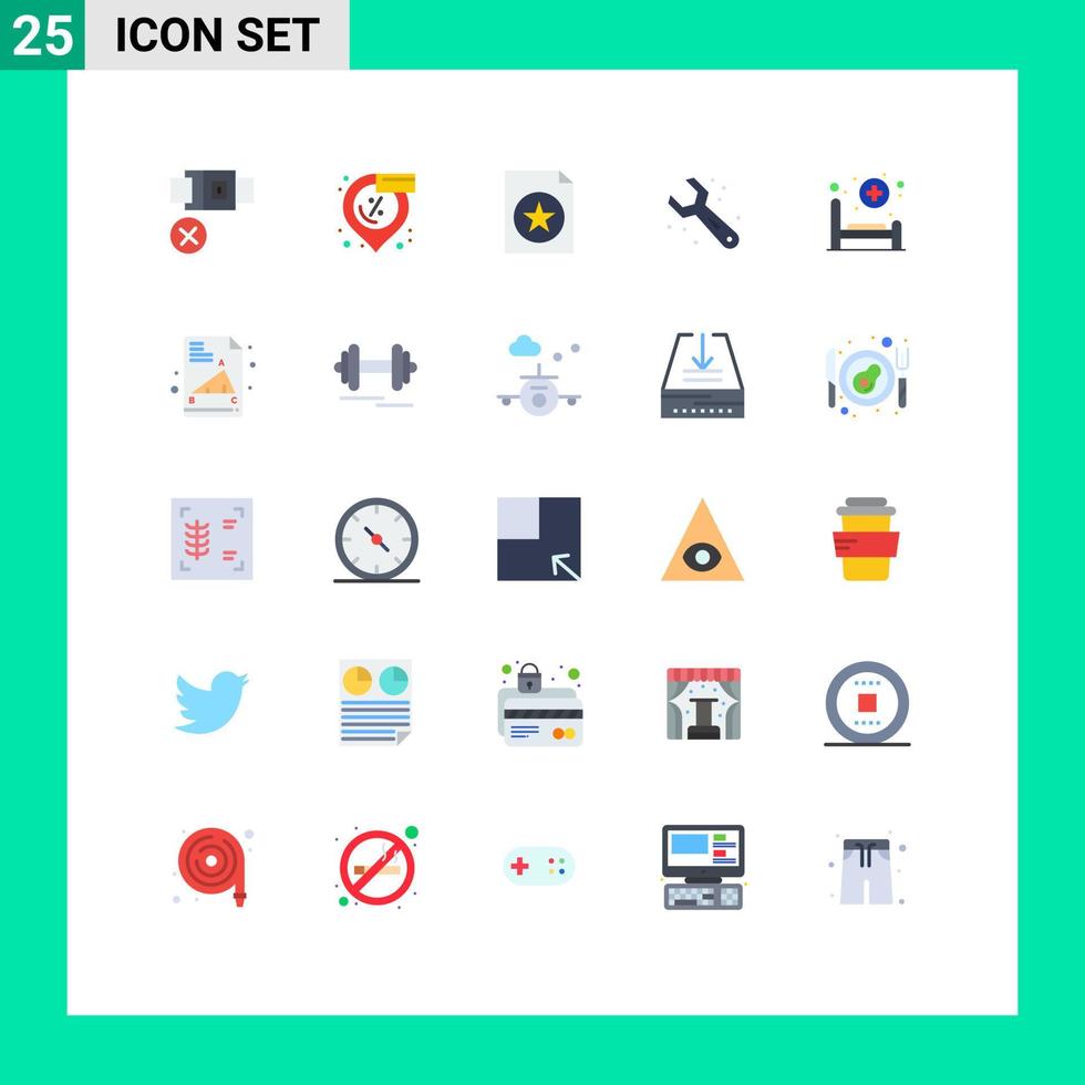 25 icônes créatives signes et symboles modernes du lit du patient document clé plomberie éléments de conception vectoriels modifiables vecteur