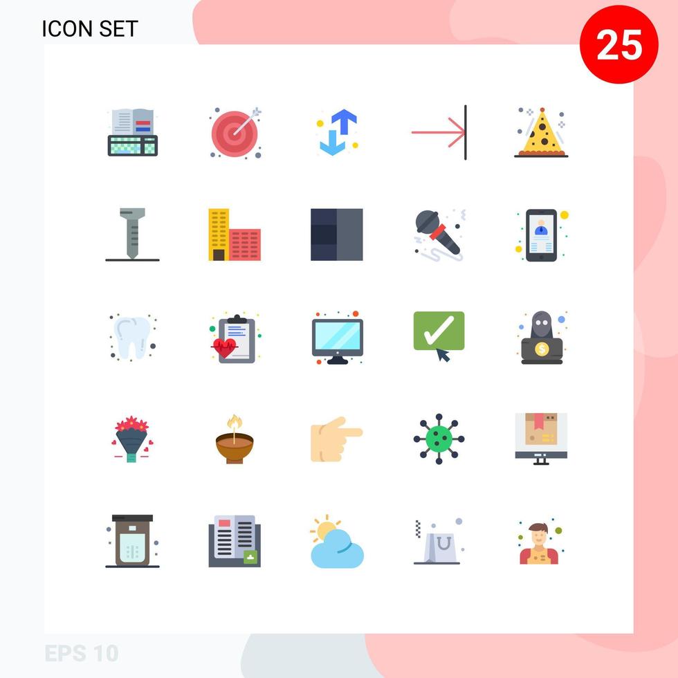 ensemble moderne de 25 couleurs et symboles plats tels que le cône de vacances vers le bas finition flèche éléments de conception vectoriels modifiables vecteur