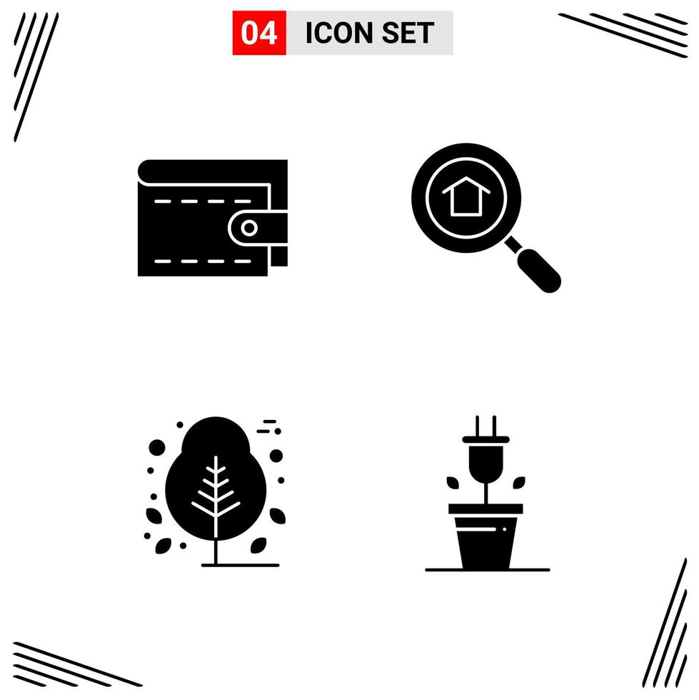 4 icônes style solide grille basée sur des symboles de glyphe créatifs pour la conception de sites Web signes d'icônes solides simples isolés sur fond blanc 4 jeu d'icônes vecteur