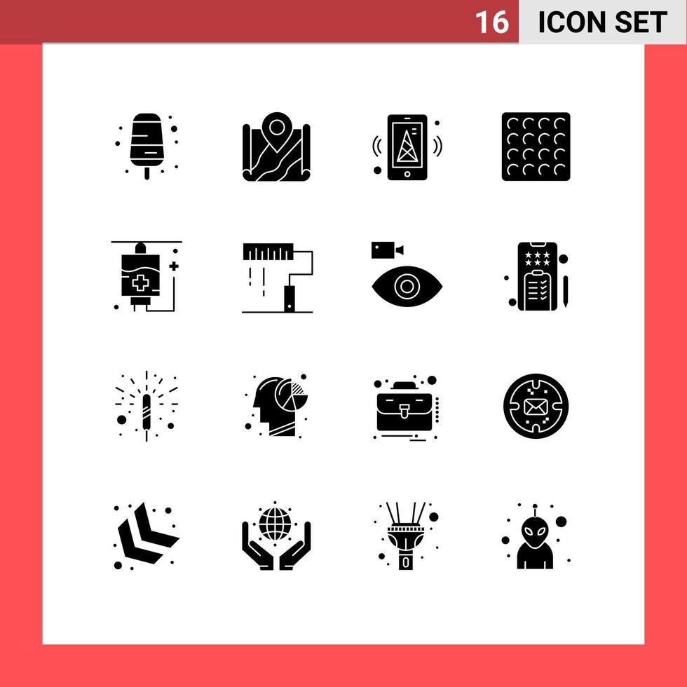 16 icônes créatives signes et symboles modernes d'éléments de conception vectoriels modifiables de cookie de gaufre Internet de soins médicaux vecteur