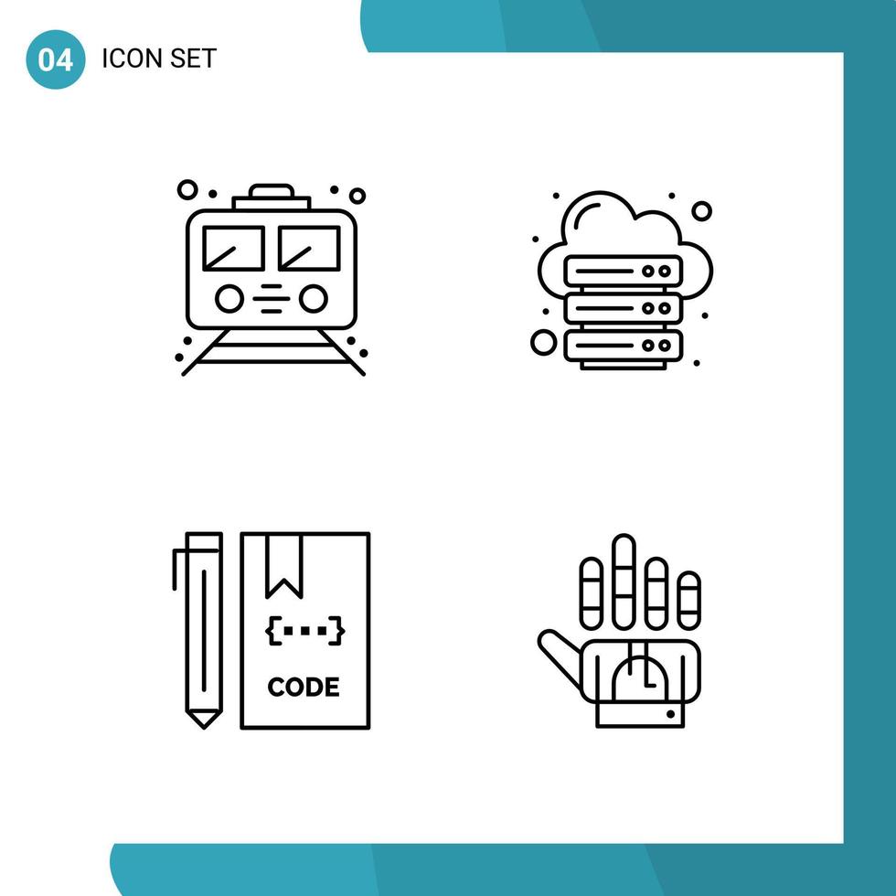 pack vectoriel de 4 icônes de style de ligne de symboles de contour sur fond blanc pour le web et mobile