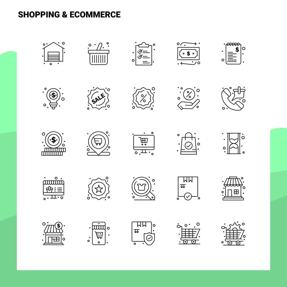 ensemble d'icônes de ligne de commerce électronique shopping ensemble de 25 icônes vectorielles conception de style minimalisme icônes noires définies pack de pictogrammes linéaires vecteur