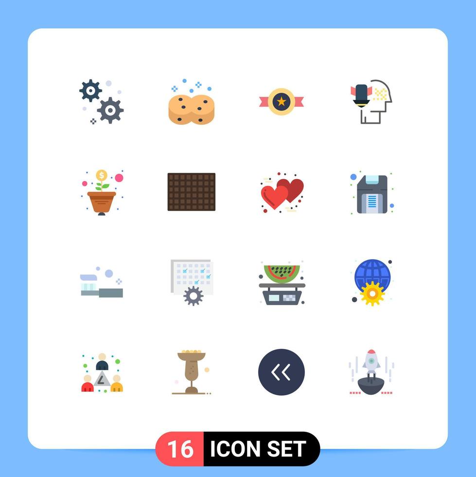ensemble de 16 symboles d'icônes d'interface utilisateur modernes signes pour la protection de la croissance de la médaille d'argent de bonbons pack modifiable d'éléments de conception de vecteur créatif