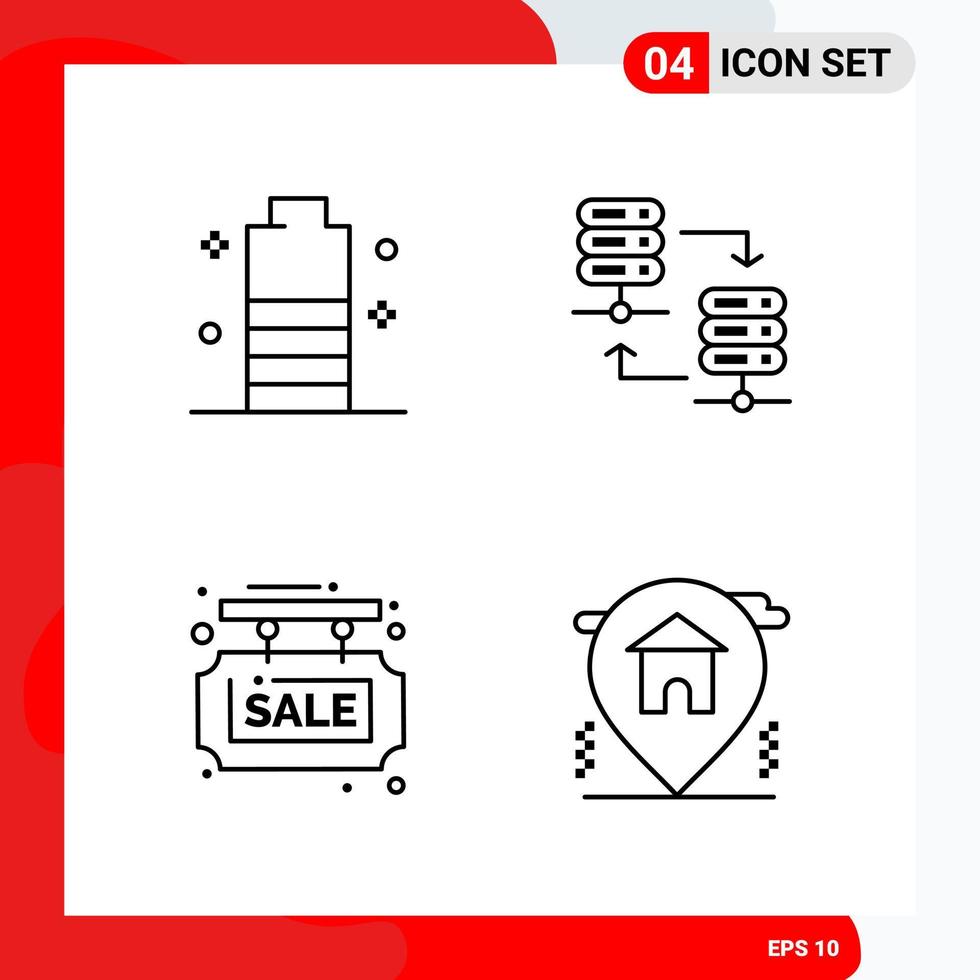 ensemble créatif de 4 icônes de contour universel isolé sur fond blanc vecteur