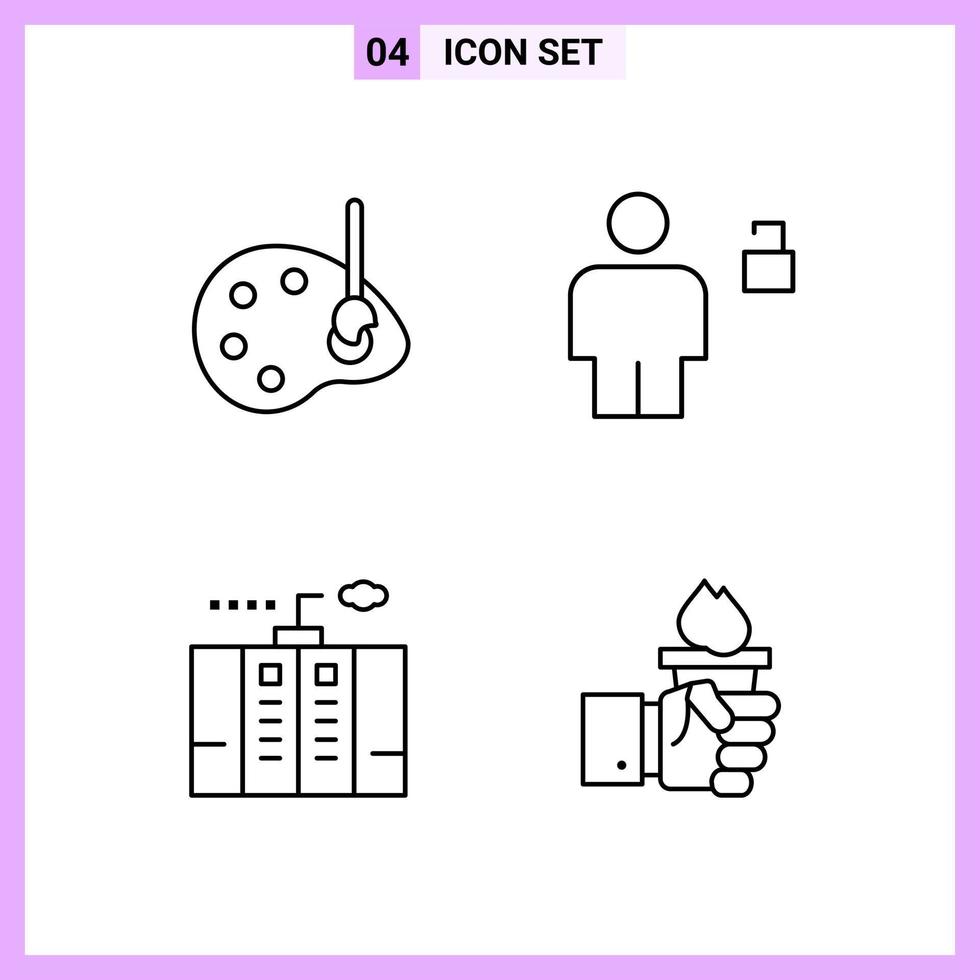 4 icônes dans les symboles de contour de style de ligne sur fond blanc signes vectoriels créatifs pour le web mobile et l'impression vecteur