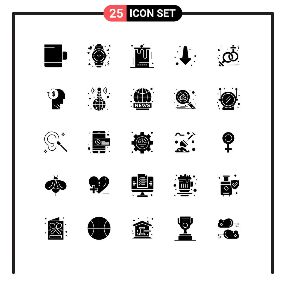 ensemble de 25 symboles d'icônes d'interface utilisateur modernes signes pour signe de vénus gâteau flèche complète éléments de conception vectoriels modifiables vecteur