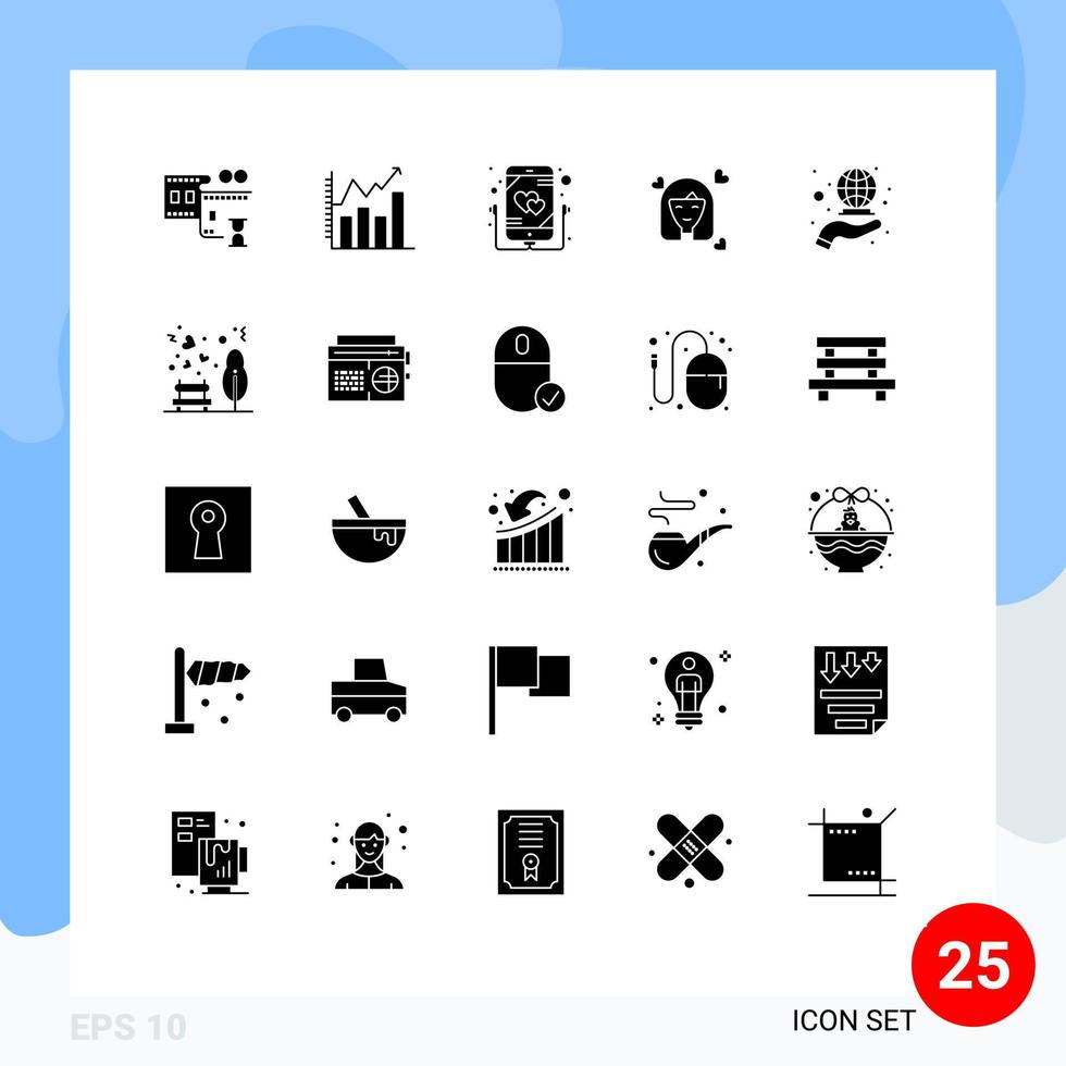 pack d'icônes vectorielles stock de 25 signes et symboles de ligne pour les femmes mondiales amour avatar personne éléments de conception vectoriels modifiables vecteur