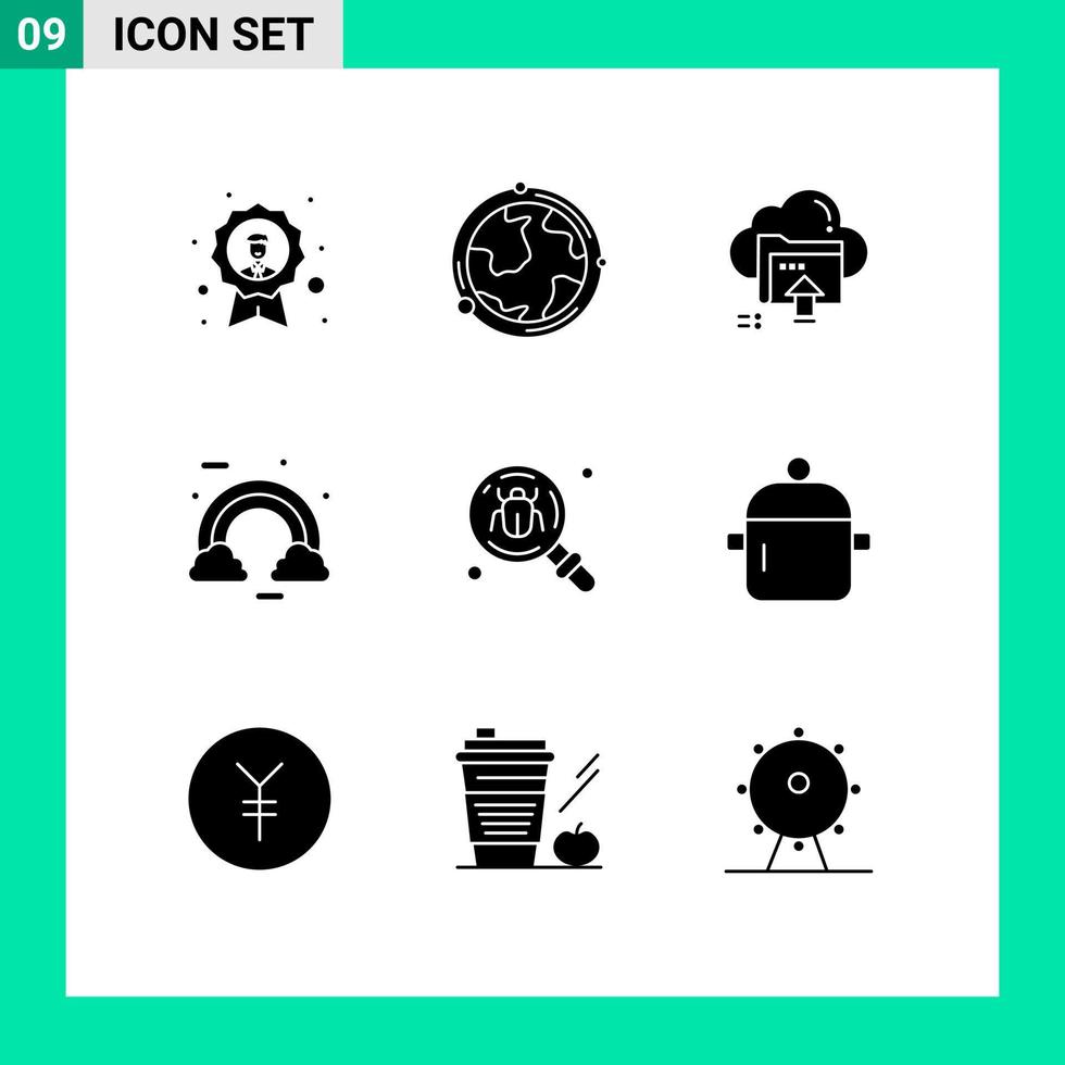 9 icônes créatives signes et symboles modernes de célébration colorée de la géographie calculant des éléments de conception vectoriels modifiables vecteur