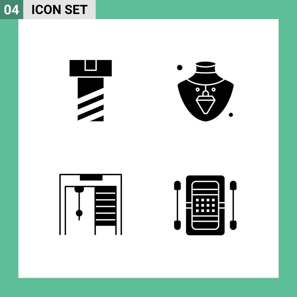 4 icônes créatives signes et symboles modernes d'éléments de conception vectoriels modifiables de jeu de gymnaste de bijoux d'athlétisme de boulon vecteur