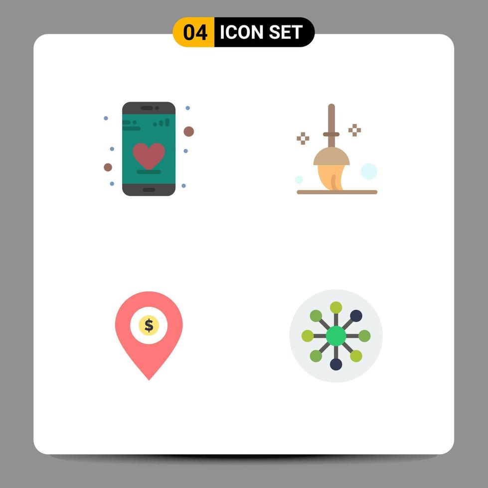 pack d'icônes vectorielles stock de 4 signes et symboles de ligne pour les éléments de conception vectoriels modifiables de l'emplacement du seau dollar app vecteur