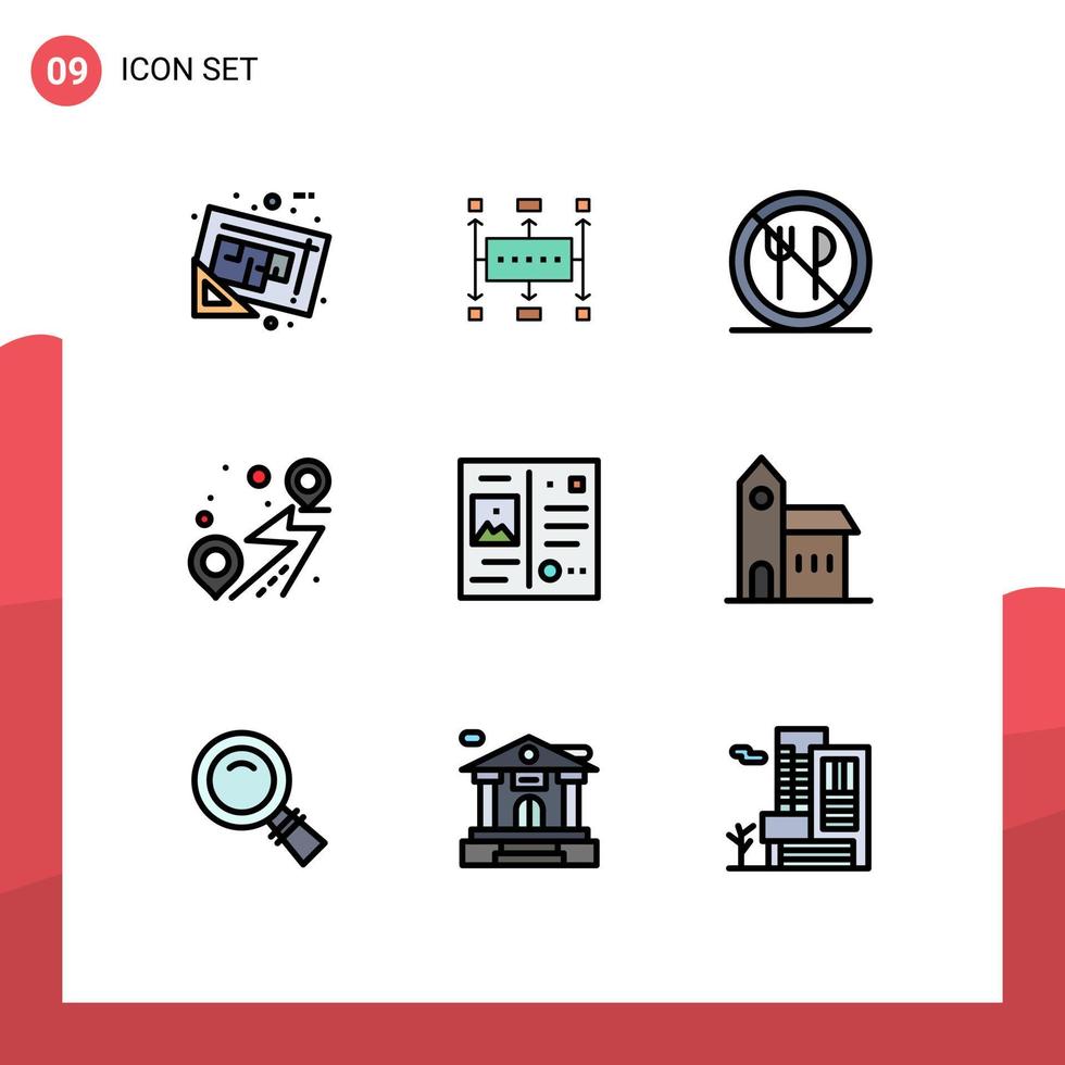 ensemble de 9 symboles d'icônes d'interface utilisateur modernes signes pour la broche de route emplacement moderne interdit éléments de conception vectoriels modifiables vecteur