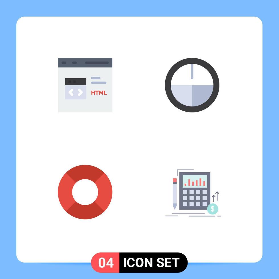 groupe de 4 icônes plates signes et symboles pour le calcul de l'insigne de développement de vacances de code éléments de conception vectoriels modifiables vecteur