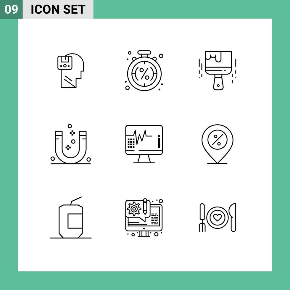 groupe de 9 contours modernes définis pour la vente d'attraction magnétique attirent des éléments de conception vectoriels modifiables en couleur vecteur