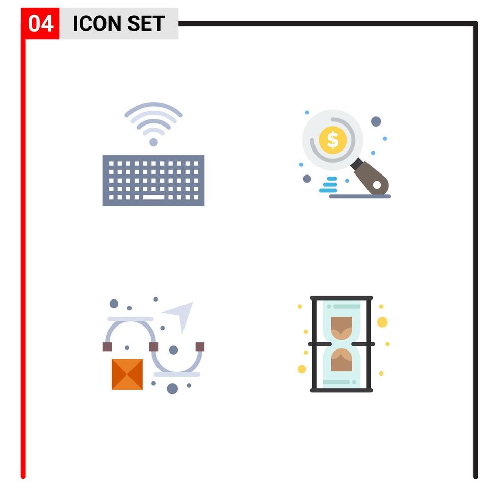 interface mobile icône plate ensemble de 4 pictogrammes de conception matérielle argent seo sablier éléments de conception vectoriels modifiables vecteur
