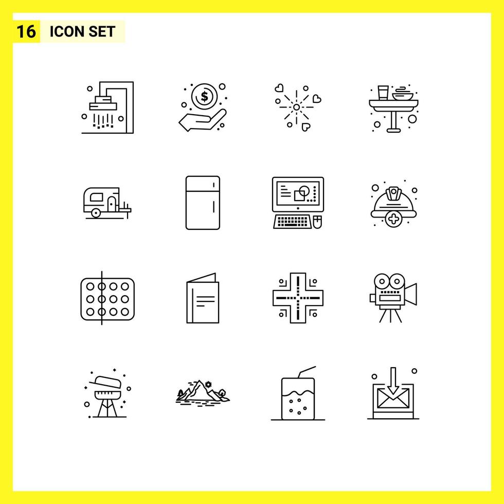 16 contours vectoriels thématiques et symboles modifiables des éléments de conception vectoriels modifiables pour le déjeuner vecteur