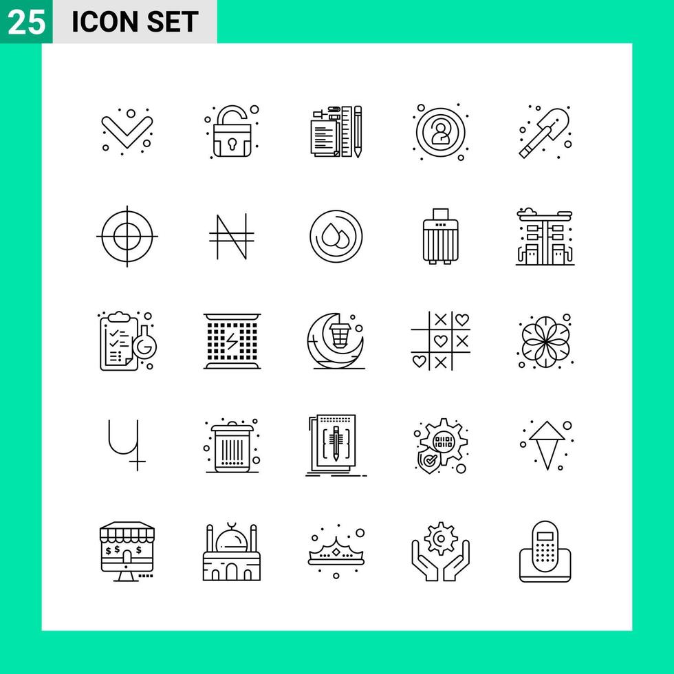 pack de 25 symboles de contour de jeu d'icônes de style de ligne pour imprimer des signes créatifs isolés sur fond blanc 25 jeu d'icônes vecteur