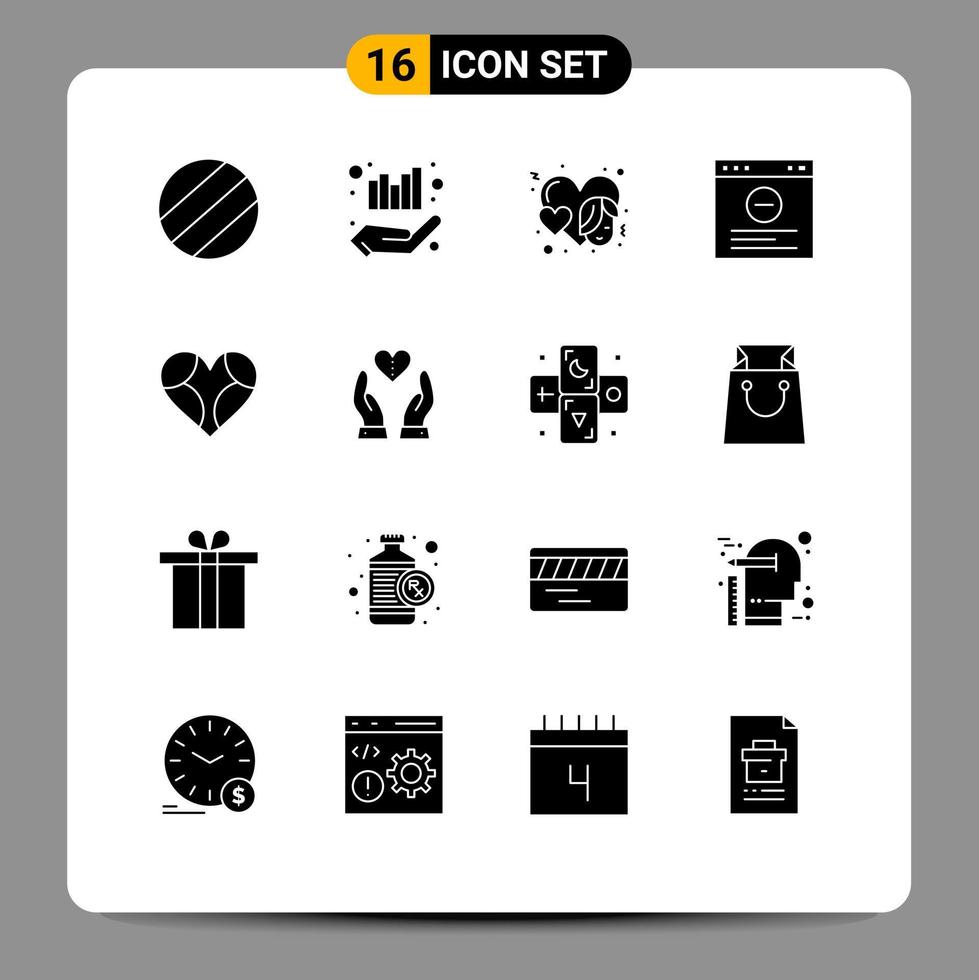 pack d'icônes vectorielles stock de 16 signes et symboles de ligne pour les soins comme le visage coeur préféré éléments de conception vectoriels modifiables vecteur