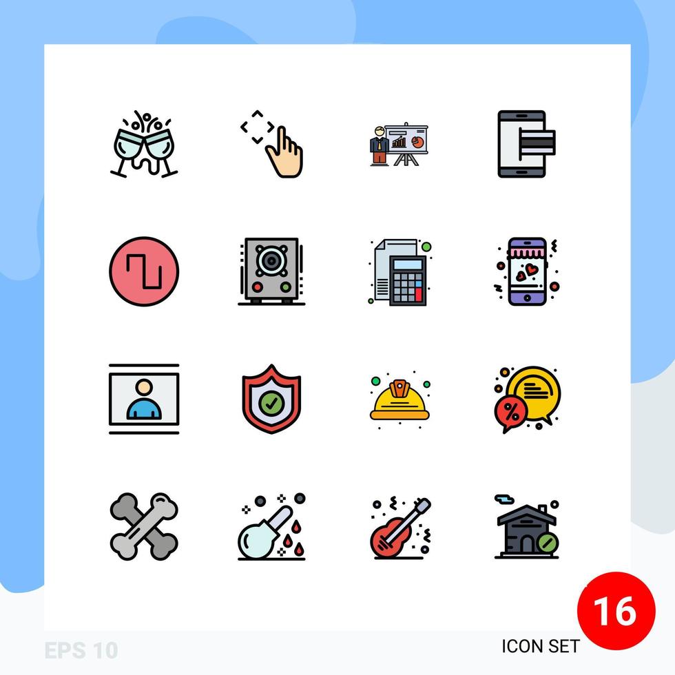 groupe de 16 lignes remplies de couleurs plates modernes définies pour les éléments de conception vectoriels créatifs modifiables du professeur mobile move e vecteur