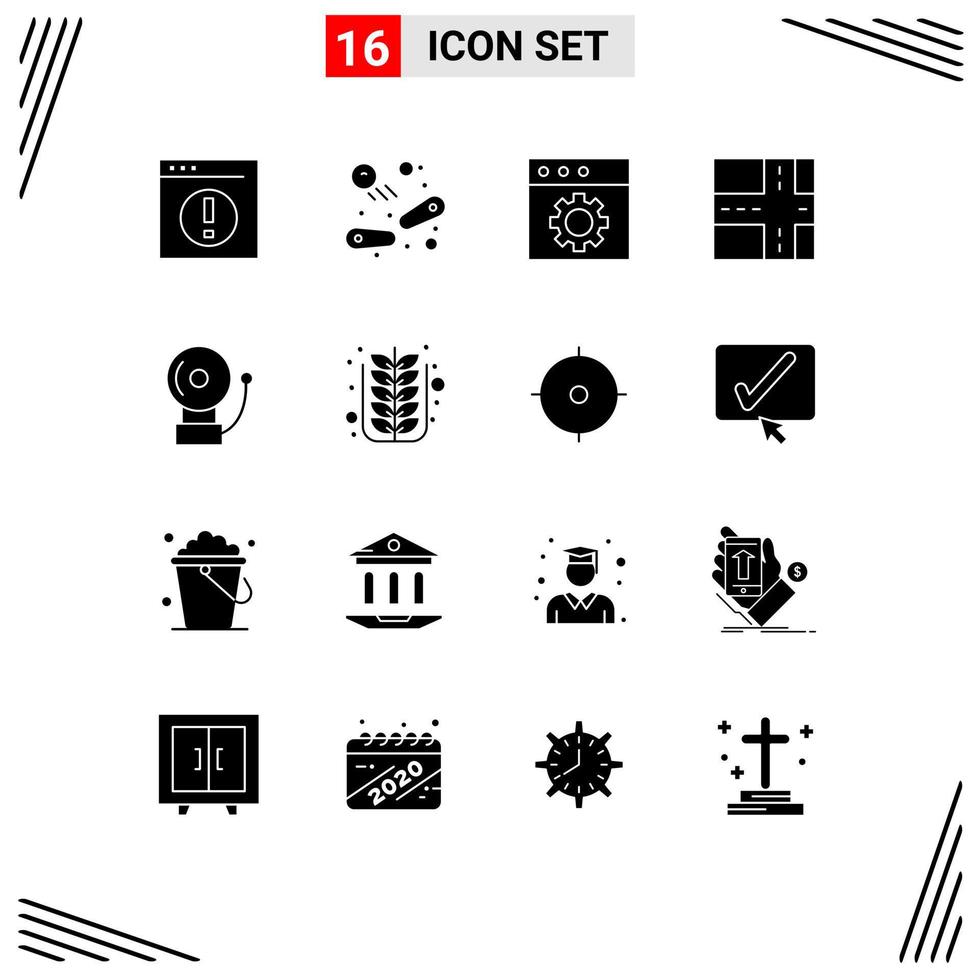 ensemble de 16 symboles d'icônes d'interface utilisateur modernes signes pour l'école d'automne jouer bell road éléments de conception vectoriels modifiables vecteur