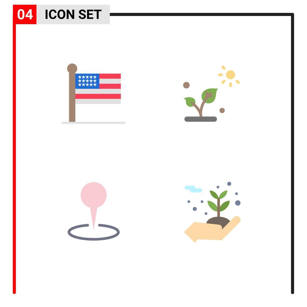 ensemble de 4 symboles d'icônes d'interface utilisateur modernes signes pour drapeau carte usa science pin éléments de conception vectoriels modifiables vecteur