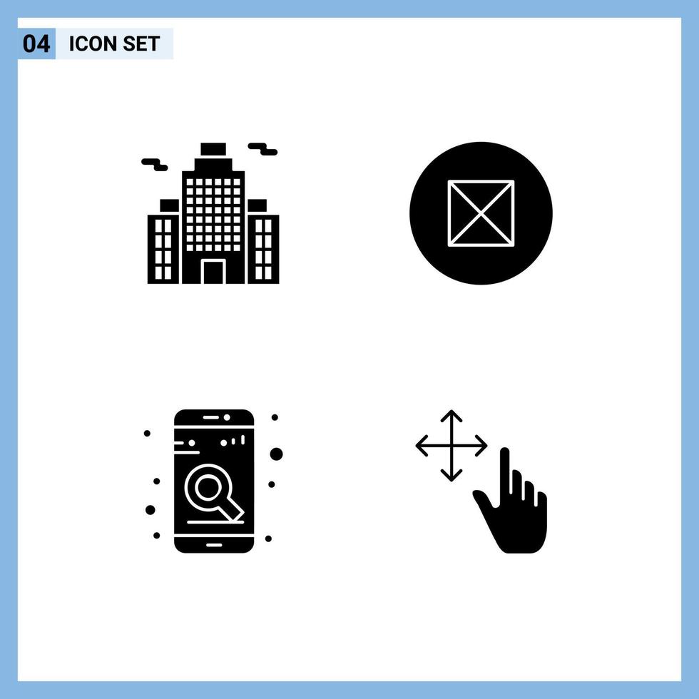 pack d'icônes vectorielles stock de 4 signes et symboles de ligne pour la recherche de bâtiments éléments de conception vectoriels modifiables de geste d'application ancienne vecteur