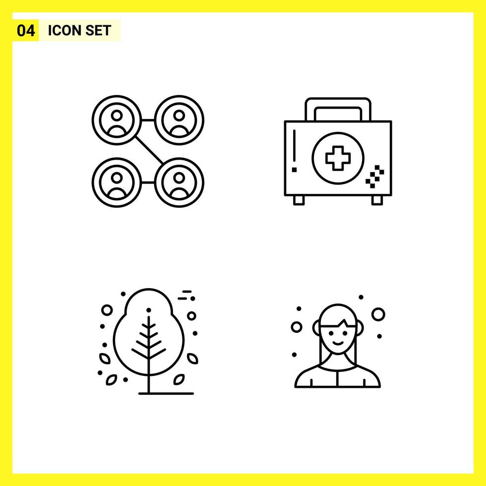 4 jeu d'icônes symboles de ligne simple signe de contour sur fond blanc pour les applications mobiles de conception de site Web et les médias imprimés vecteur