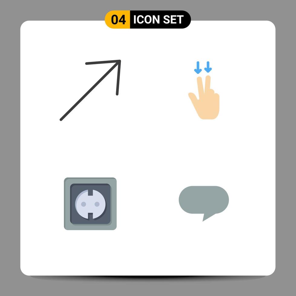4 icône plate universelle signes symboles de flèche alimentation doigts électriques twitter éléments de conception vectoriels modifiables vecteur