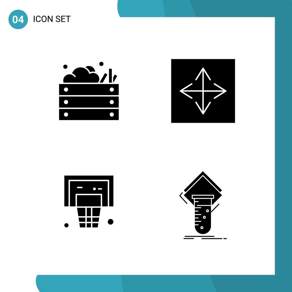 pack vectoriel de 4 symboles de glyphe icône de style solide sur fond blanc pour le web et mobile