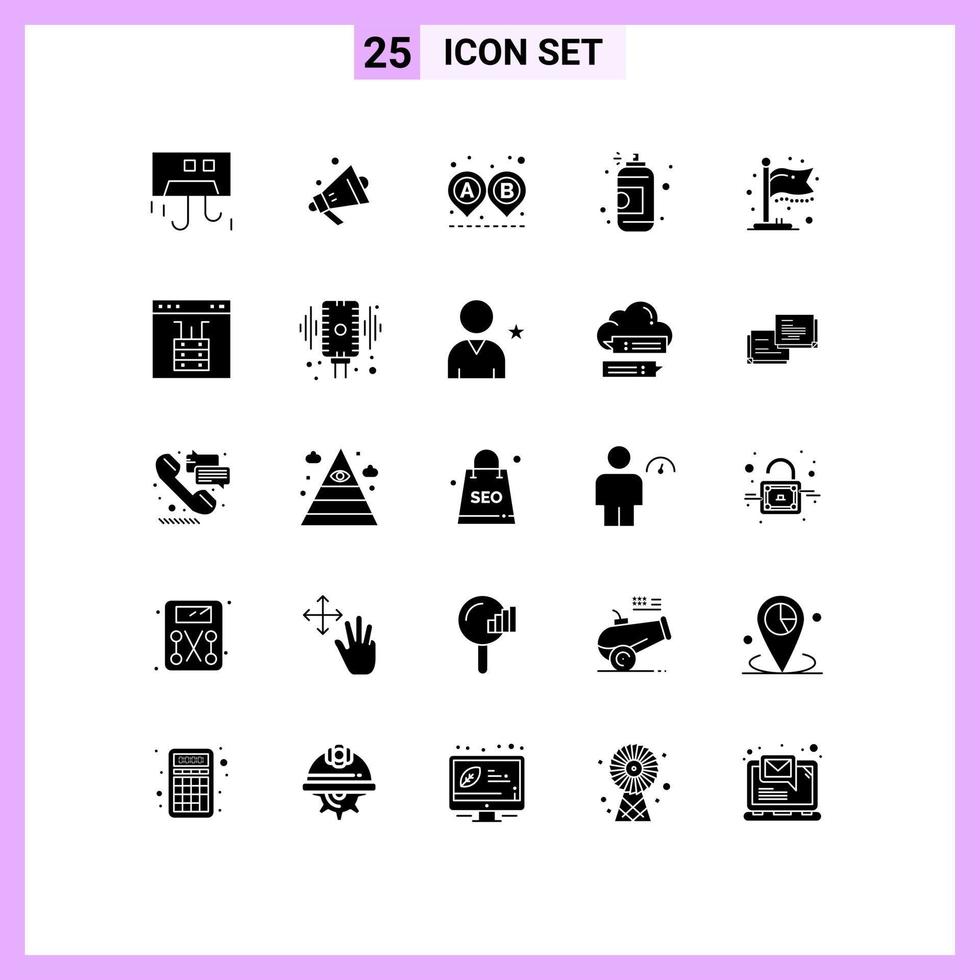 25 icônes créatives signes et symboles modernes de drapeau peinture destination arts pulvérisation éléments de conception vectoriels modifiables vecteur